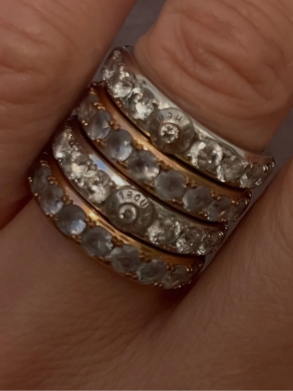 henri bendel Silver Crystal Stacked Band Ring